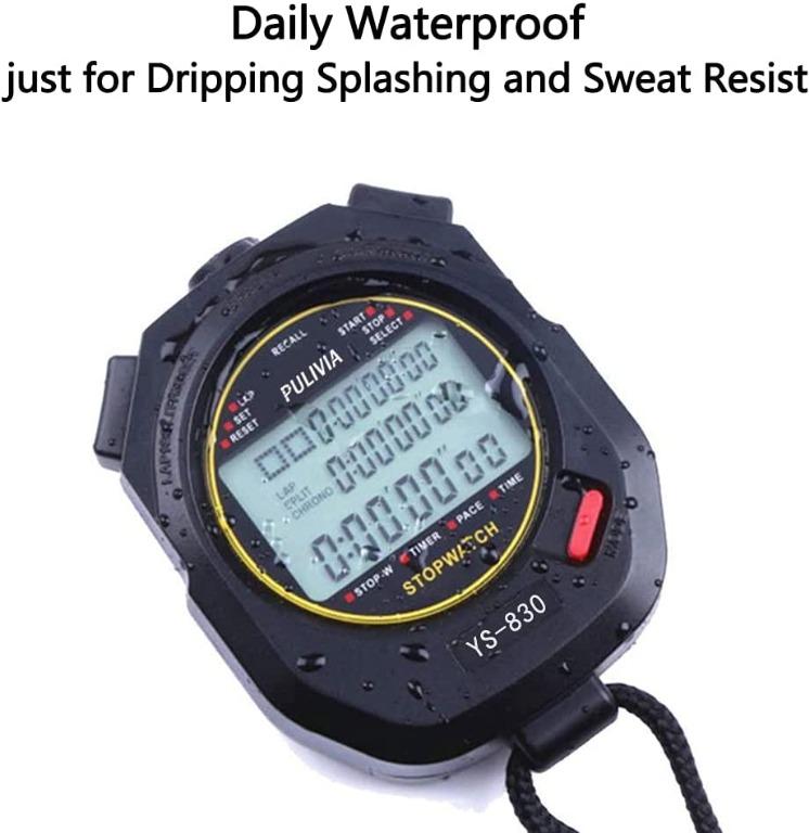 X6047 PULIVIA Sports Stopwatch Timer Lap Split Memory Digital Stopwatch, Countdown Timer Pace