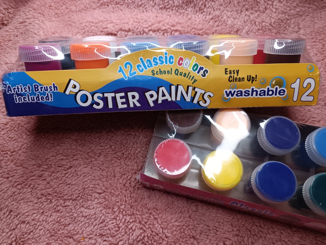 12 colors poster paint brand new, Hobbies & Toys, Stationary & Craft