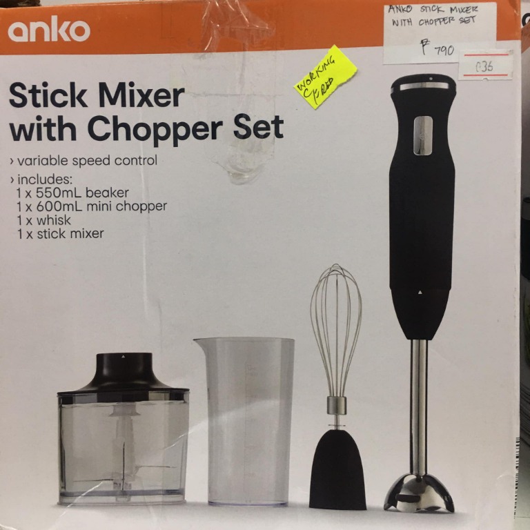 Anko Stick Mixer with Chopper Set, TV & Home Appliances, Kitchen