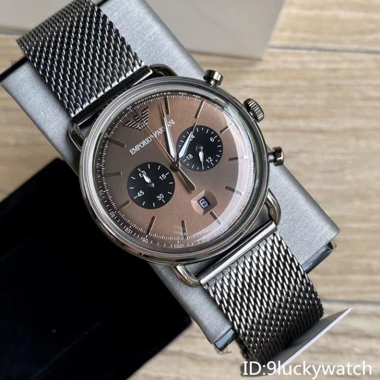 AR11201 Armani mesh band pilot man s chrono business quartz watch