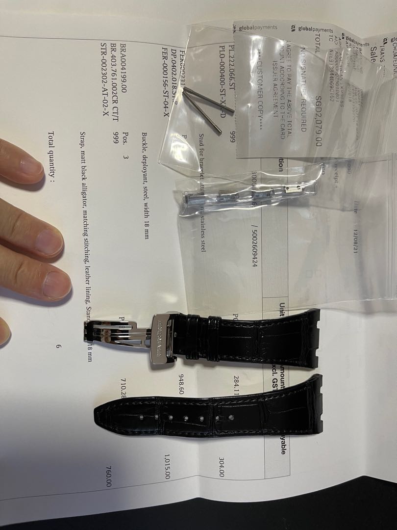 Audemars Piguet Black Leather Strap with Deployant Clasp & links (full