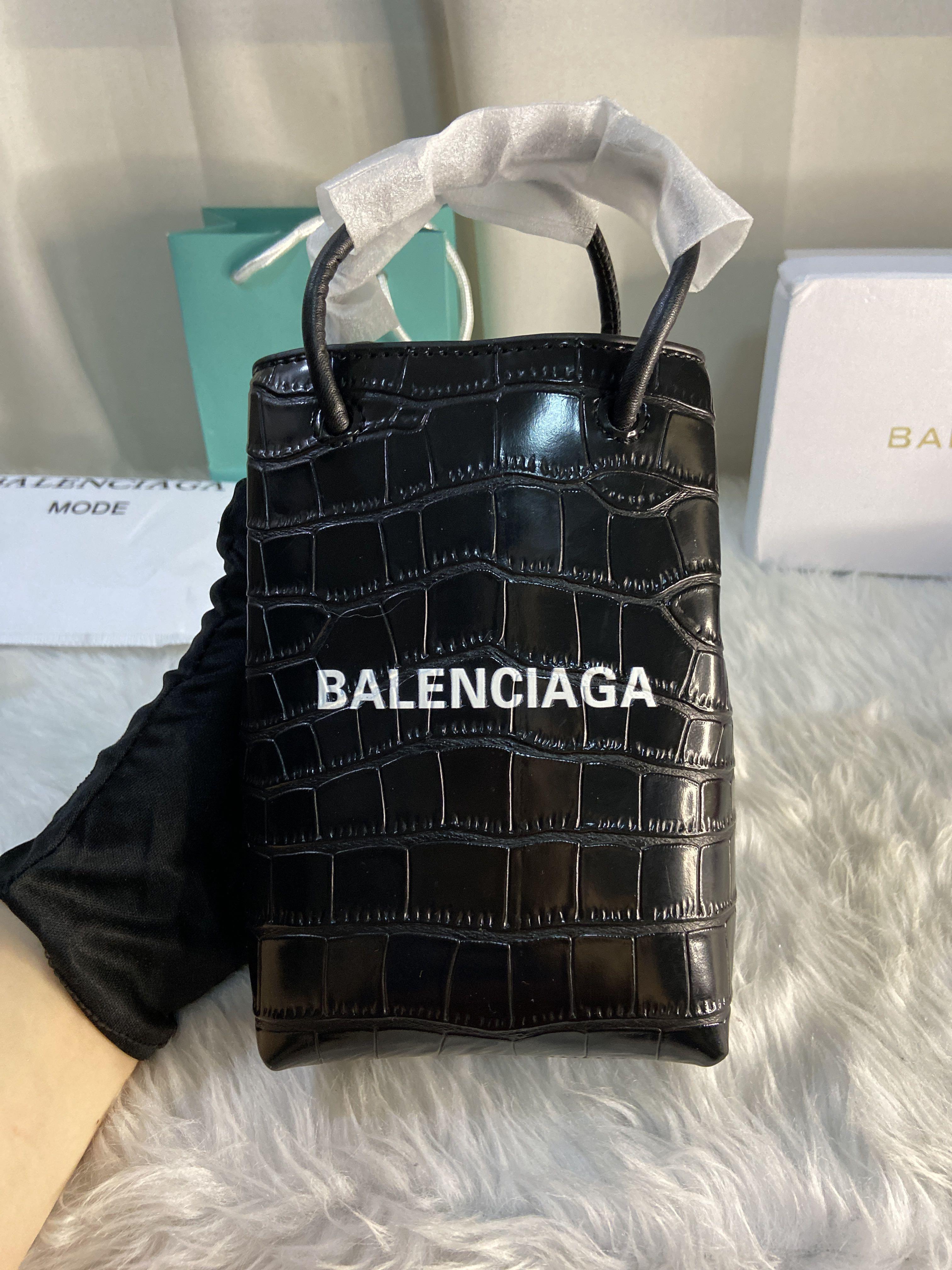 รวว Balenciaga Shopping Phone Holder Bag Crocodile effect  YouTube