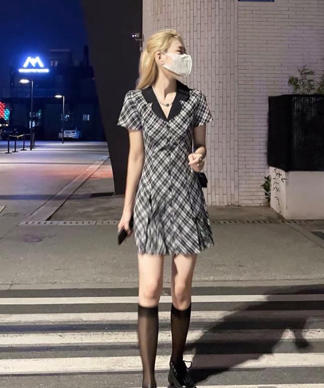 Aesthetic plaid top dress
