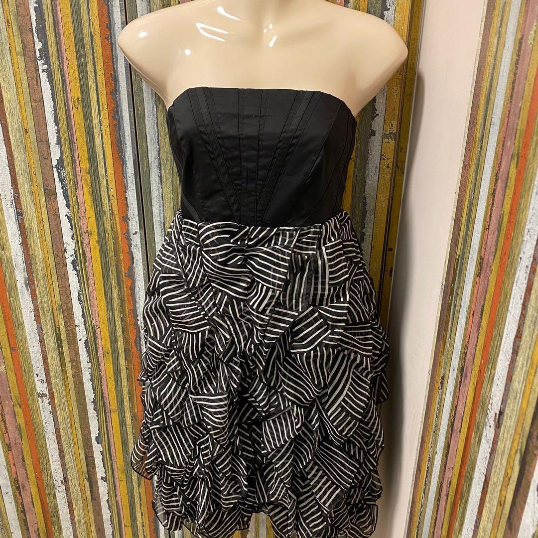 Black Tube Corset Dress with ruffles, Women's Fashion, Dresses & Sets