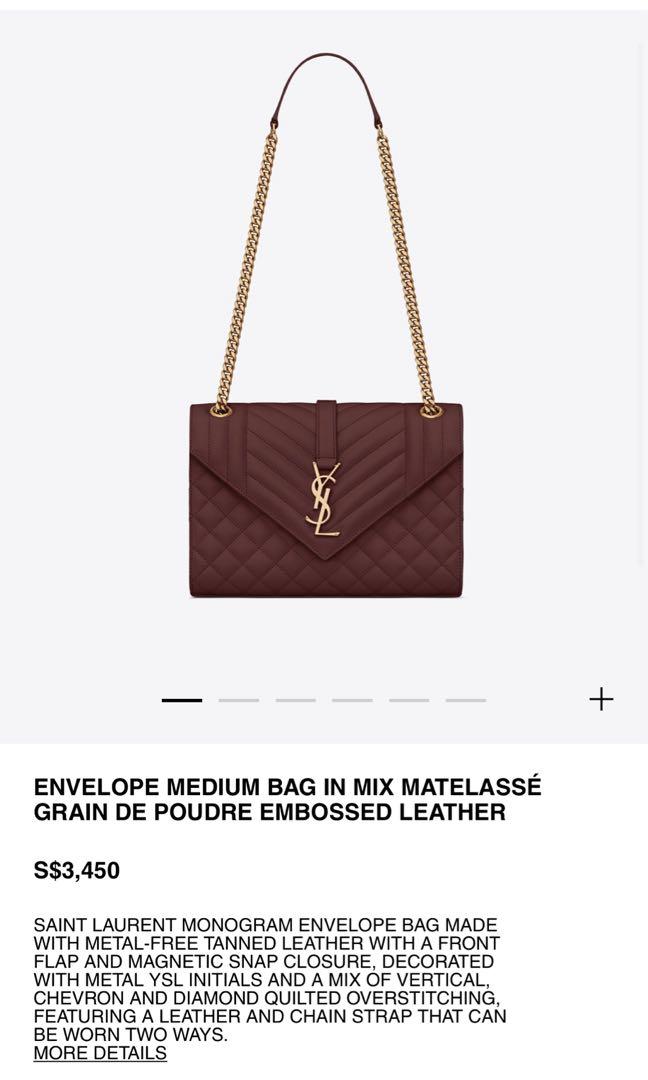 Enveloppe medium bag in mix matelassé sales grain de poudre embossed leather