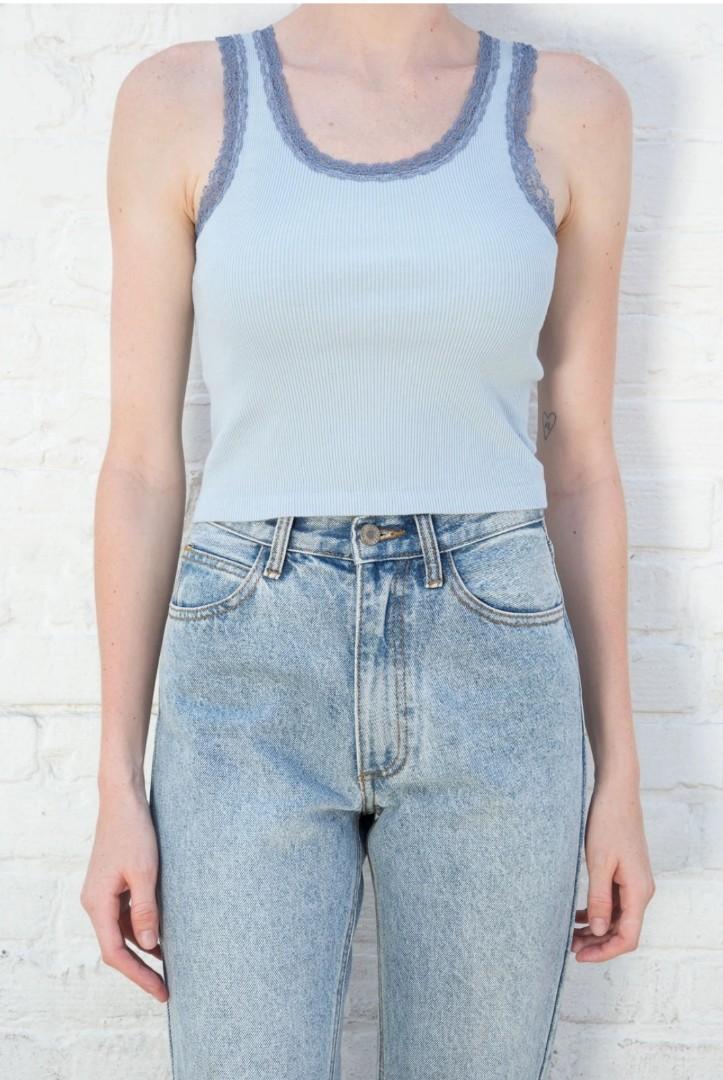 brandy melville light blue ronnie lace tank top