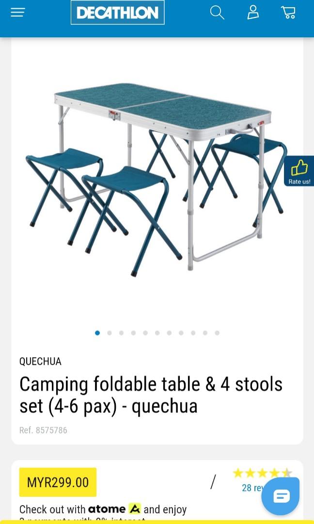 Camping Foldable table with 4 stools set decathlon quechua Sports