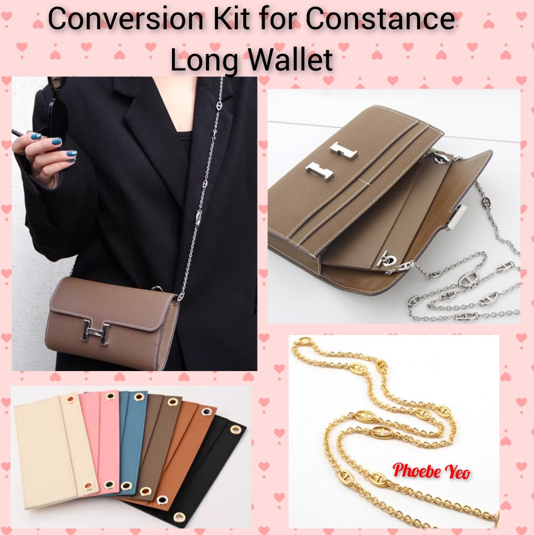  Constance Compact Wallet Strap Insert Constance Conversion Kit  with Gold Chain Constance Compact Wallet Insert Constance Wallet on Chain  (Brown, 120cm Silver Chain) : Handmade Products