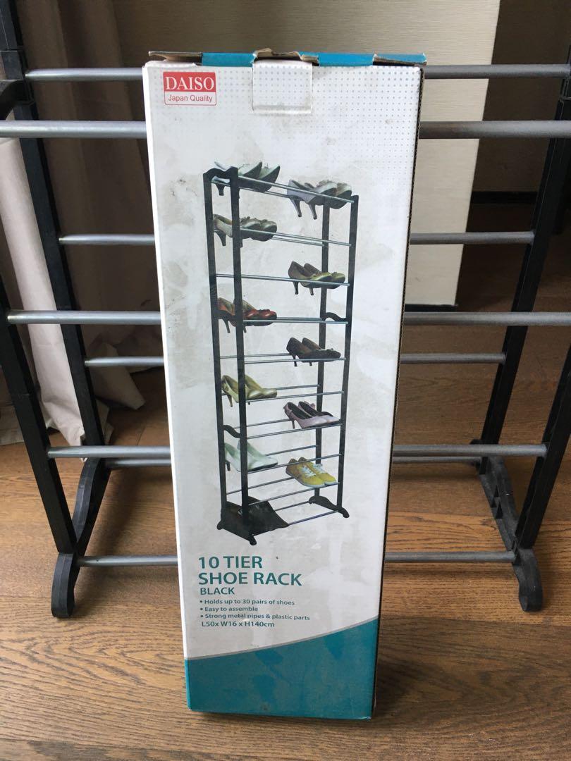 Daiso 10 Tier Shoe Rack, Furniture & Home Living, Furniture, Shelves