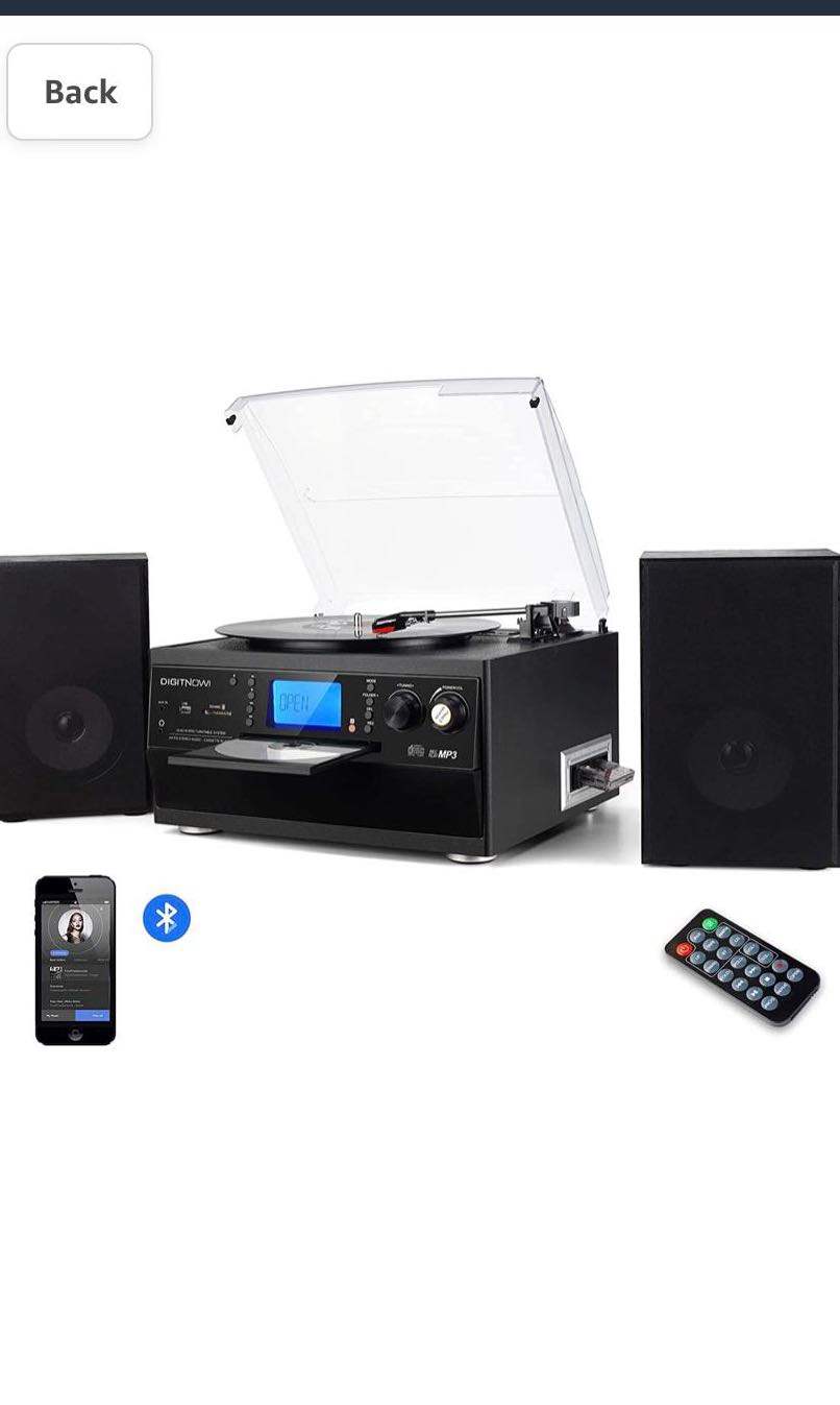 DIGITNOW Bluetooth Record Player Turntable with Stereo Speaker, LP