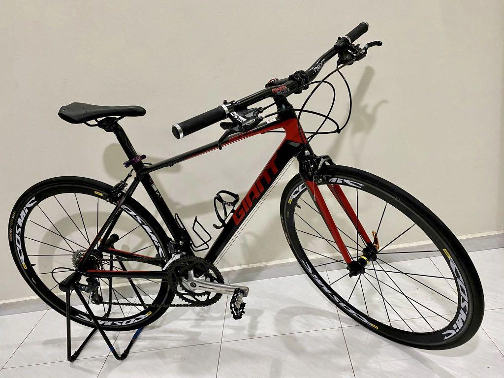 Giant Defy Road bike converted to flat bar
