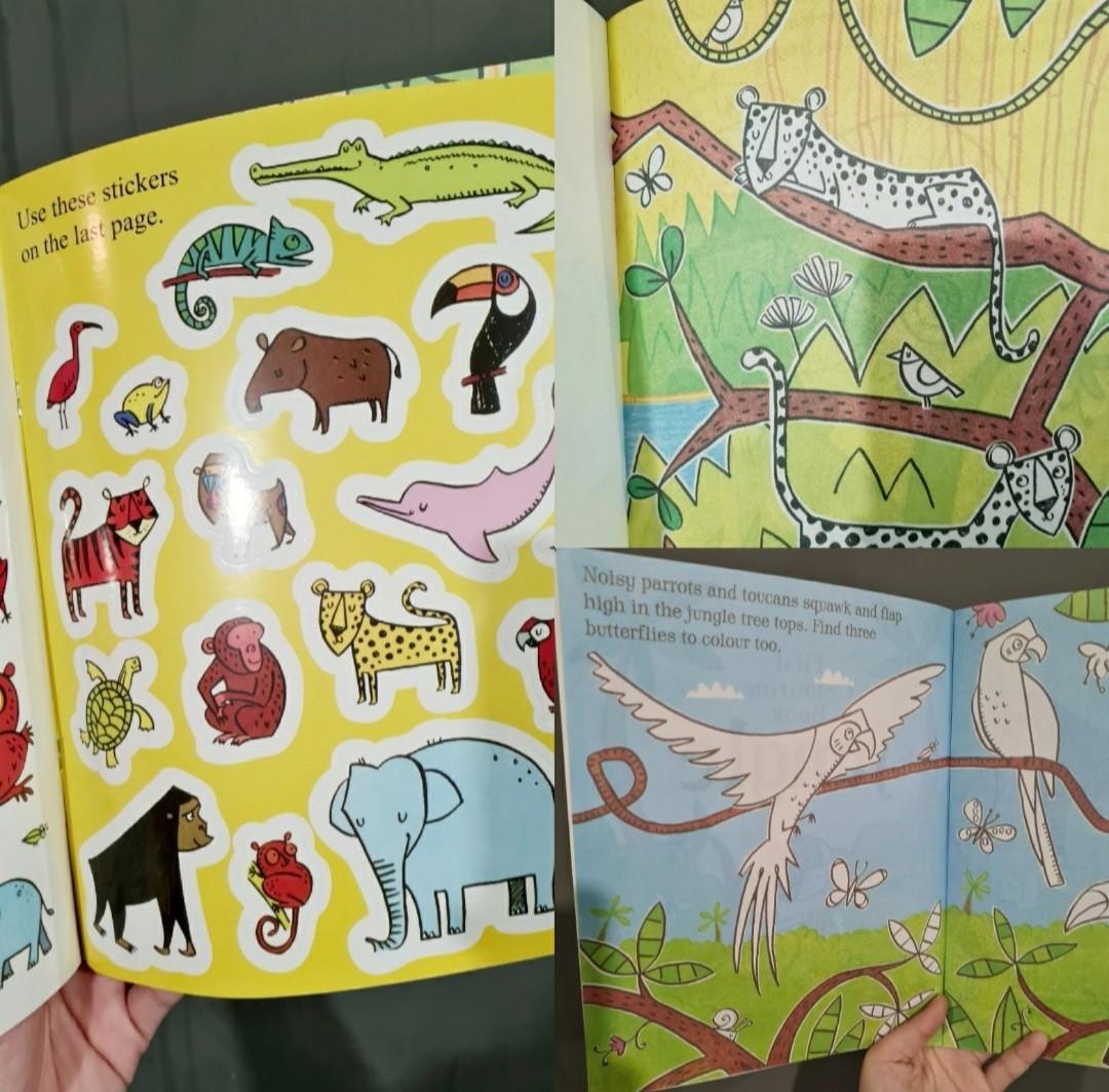 Jungle Coloring Book + Crayons Set Birthday Goodie Pack, Hobbies & Toys