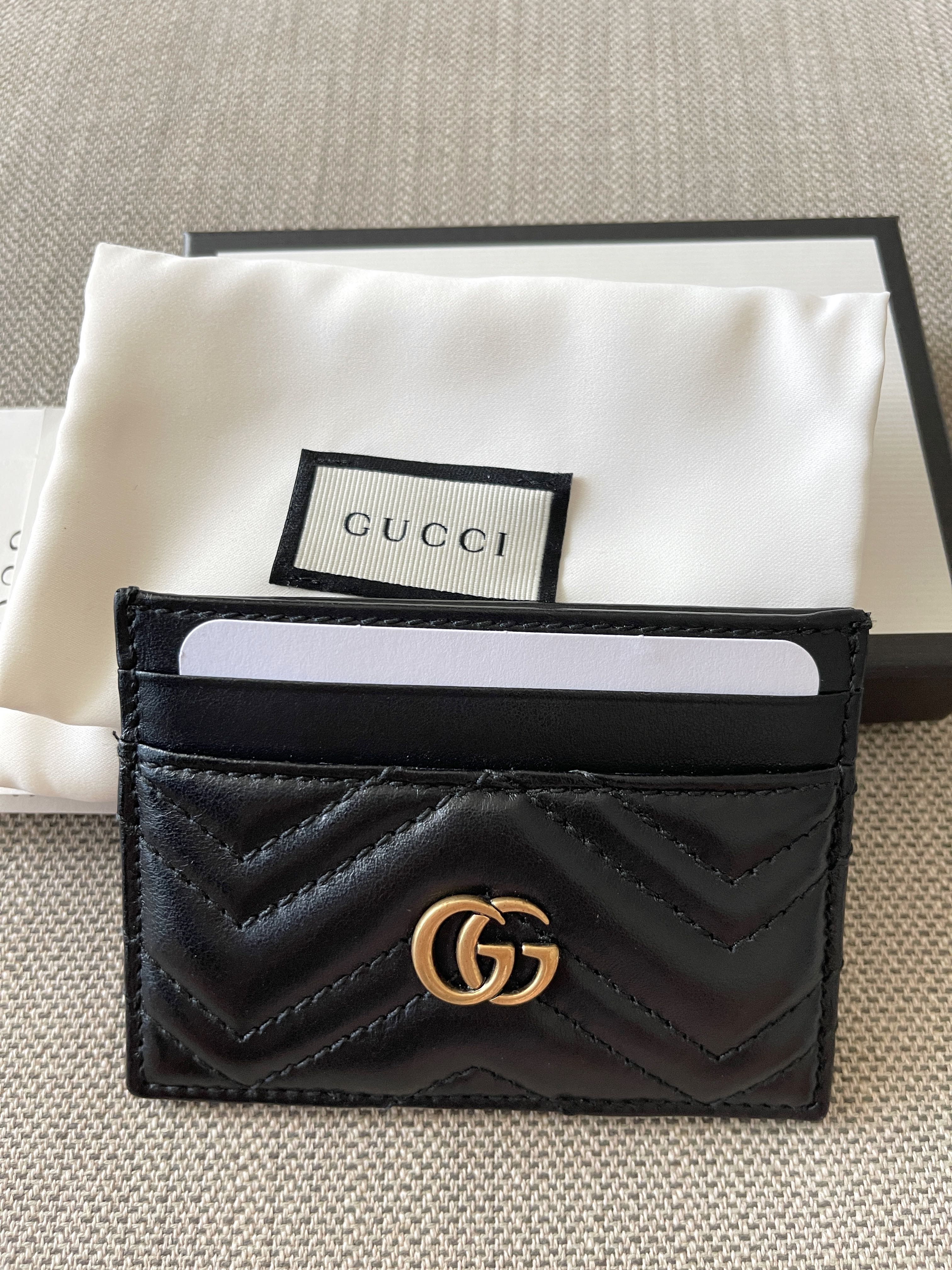 Gucci Marmont card holder in black and full set, Women's Fashion, Bags