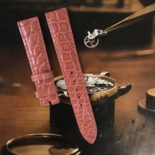 Handmade 18mm Crocodile Leather 18/16mm Watch Strap Pink