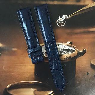 Handmade 18mm Crocodile Leather 18/16mm Watch Strap Dark Blue