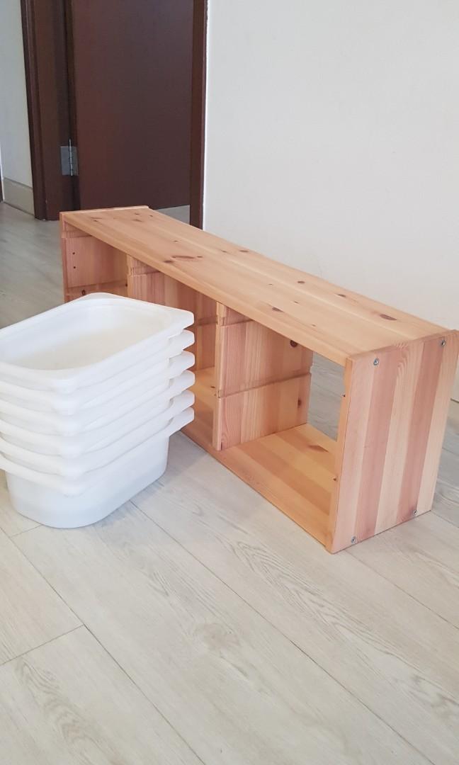 IKEA TROFAST wooden frames and 6 suitable size boxes, Furniture & Home