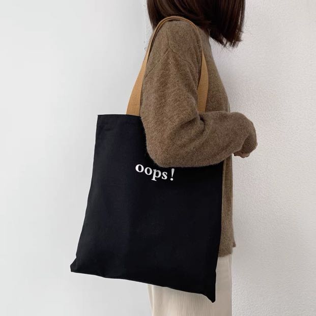 (PRICE REDUCED) Oops! Canvas Tote Bag, Women's Fashion, Bags & Wallets ...