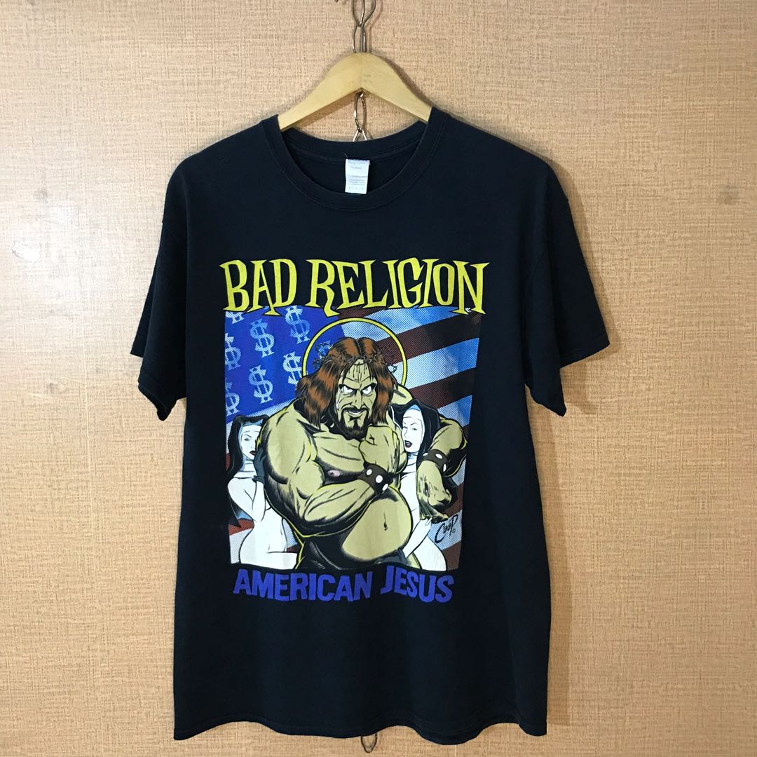 KAOS BAJU BAND BAD RELIGION AMERICAN JESUS, Fesyen Pria, Pakaian