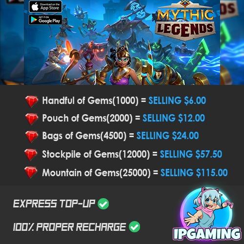 [LEGIT] Mythic Legends Gems Top Up, Video Gaming, Video Games, Others