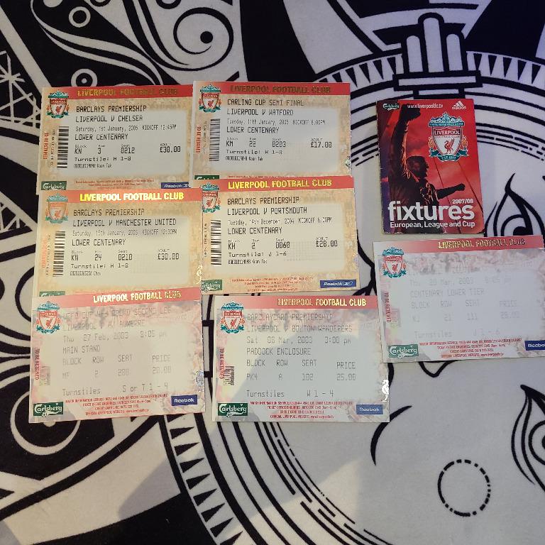 Liverpool FC Ticket Stubs Original and 2007/08 Fixtures Booklet [LFC 利物浦 KOP YNWA], 興趣及遊戲