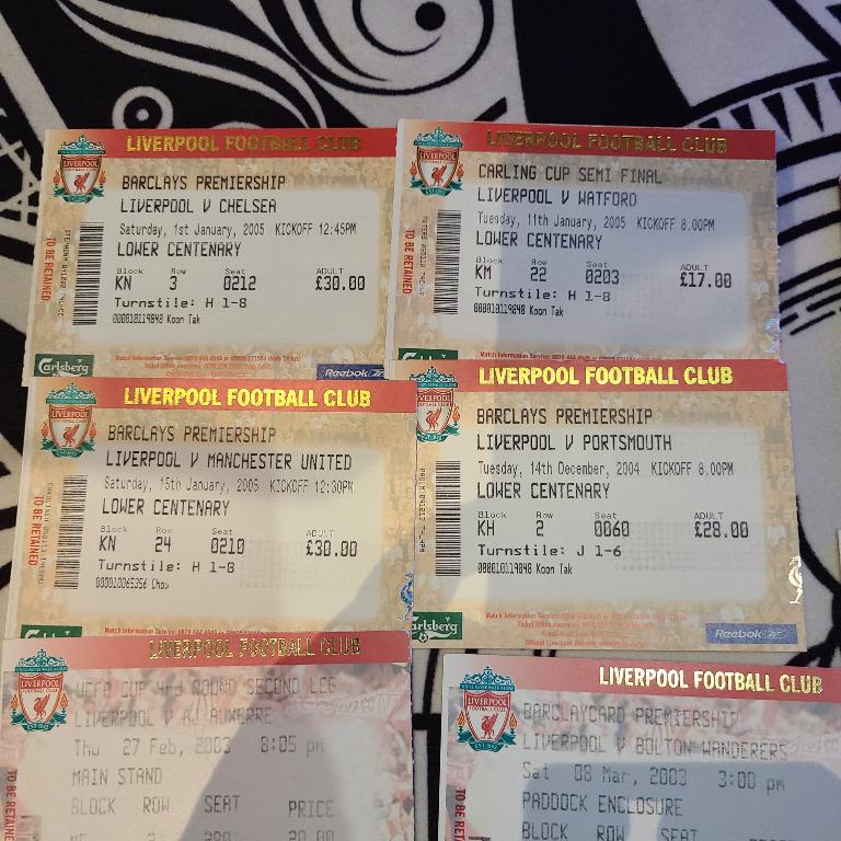 Liverpool FC Ticket Stubs Original and 2007/08 Fixtures Booklet [LFC 利物浦 KOP YNWA], 興趣及遊戲