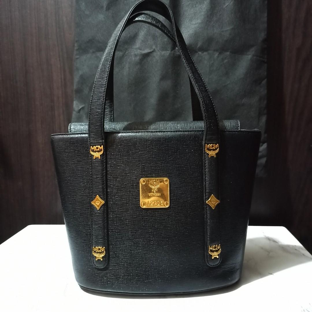MCM Munchen New Black Canvas Monogram Shopping Shoulder Hand Bag L3016  15”x10”x5