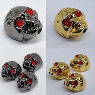 Metal Skull Knobs for Guitar or Bass (3 pc pack) - Gun Metal Grey or Gold Plated