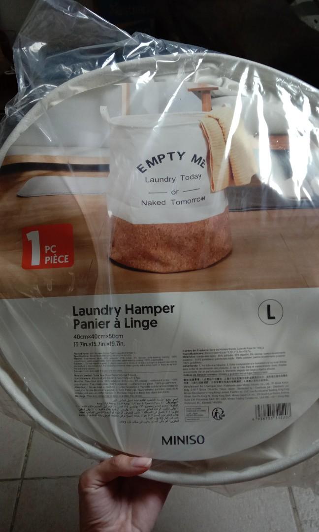 Miniso Aesthetic Laundry Hamper Linen Basket, Furniture & Home Living