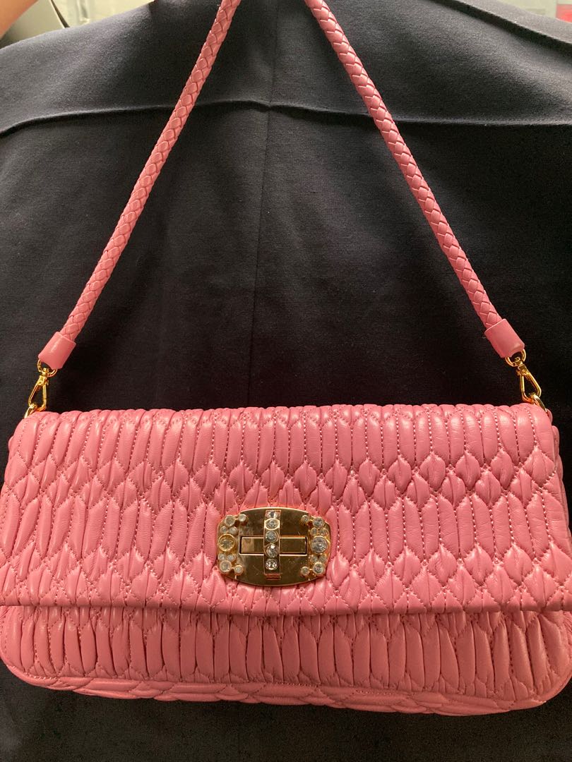 Miu Miu, Bags, Miu Miu Matelasse Pink Napa Leather Tote Tags