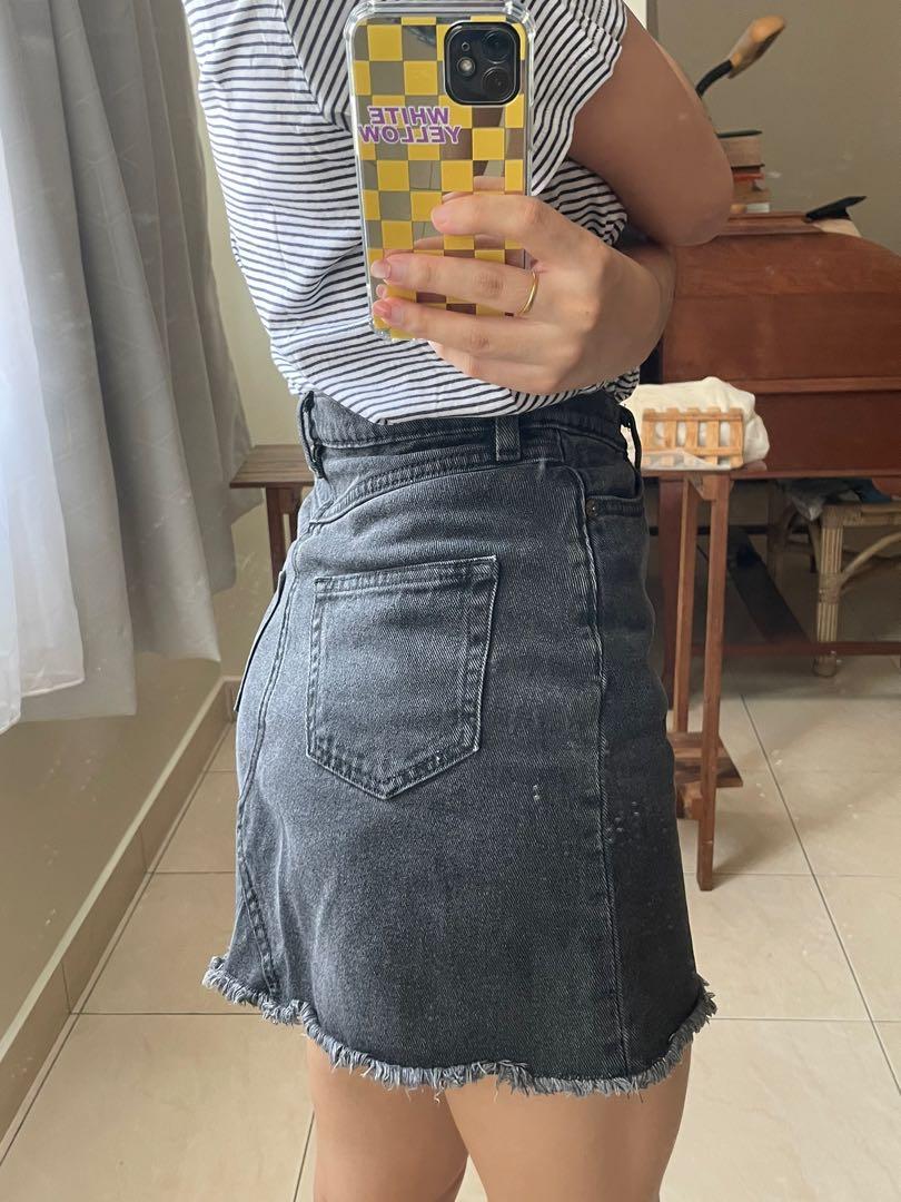 Tall Blue Button Front A Line Denim Skirt | New Look