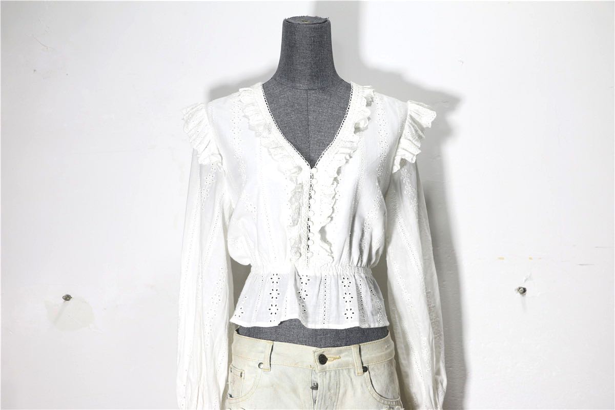 White ruffle top clearance