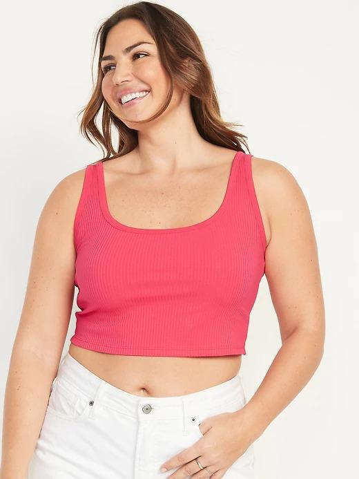 Ultra-Cropped Rib-Knit Tank Top