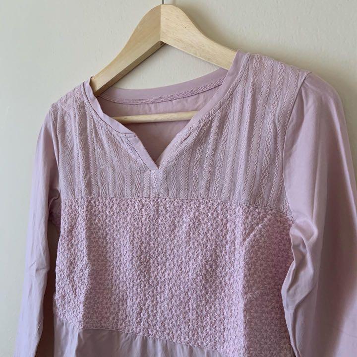Pink long sleeve top, Fesyen Wanita 