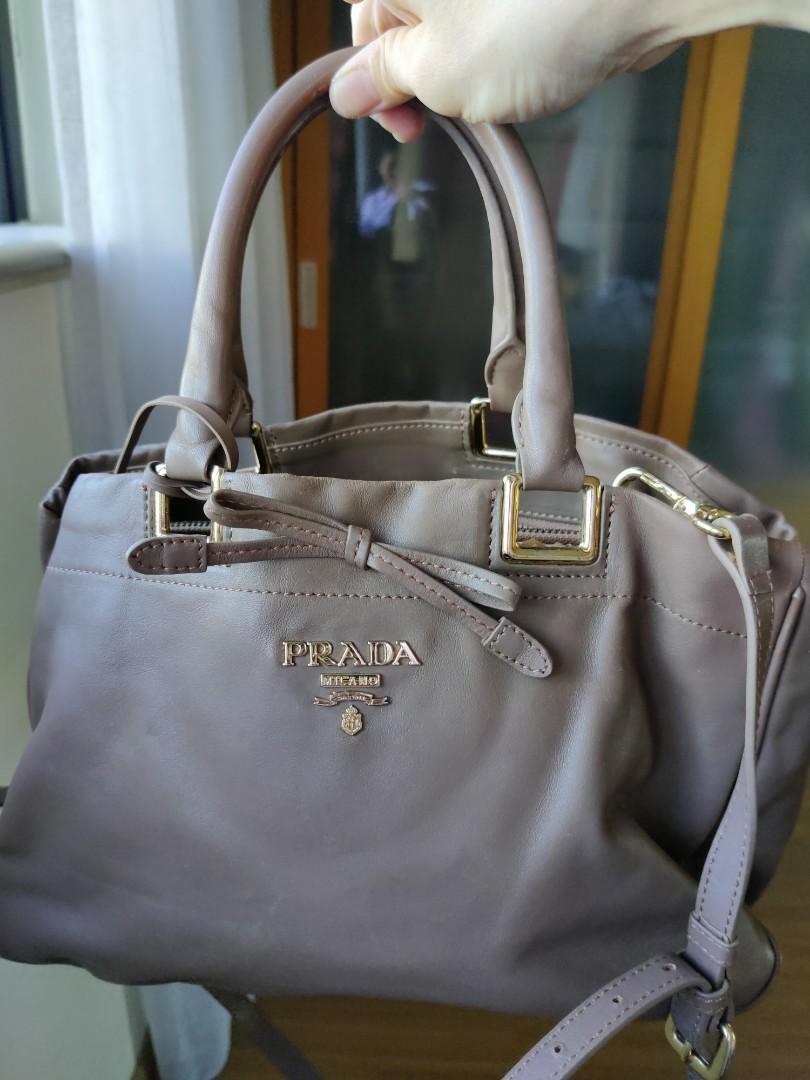 Prada light brown cute bow genuine soft leather tote bag handbag, Women's  Fashion, Bags & Wallets, Tote Bags on Carousell