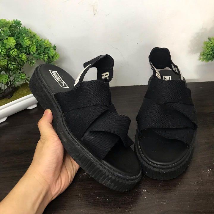 puma platform sandals black
