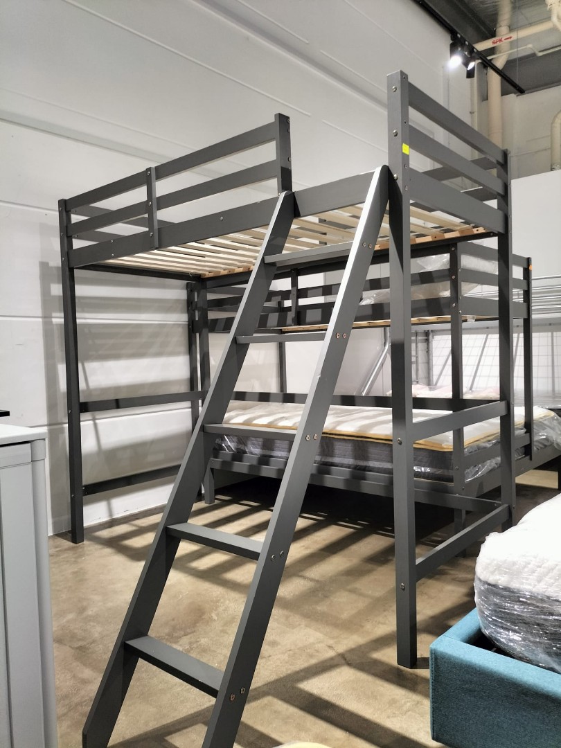 RUZENDA Single Loft Bed Frame in GREY, Furniture & Home Living