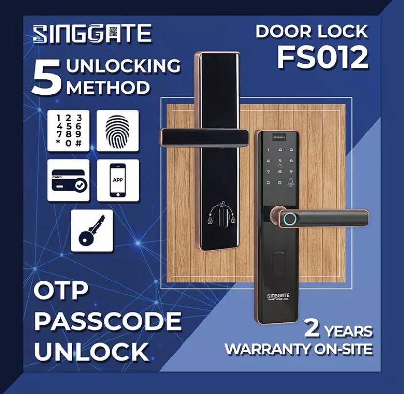 SINGGATE [Bundle] Digital Wooden Door Lock + Biometrics Digital Gate ...