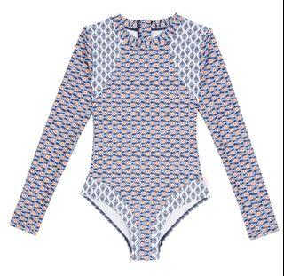 Size 10-12 yrs Girls Seafolly Boho hunter swimsuit long sleeve one piece