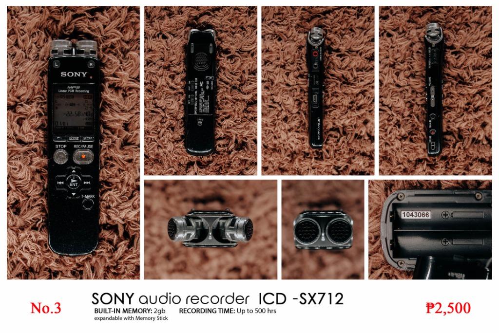Sony Audio Recorder (Category: Voice Recorders) located in Pasig City. Submitted by lee025 (Listing ID 1161659863, Image 3). Description: Used but not abused, Actual Photo Posted, Price Posted, As is SONY ICD-SX712 Built-in-Memory: 2gb (Expandable) Recording Time: Up to 500hrs SONY ICD-MX20 Built-in-Memory: 32mb (Expandable) Recording Time: Up to 11hrs Delivery / Shipping fee will be shouldered by the buyer.