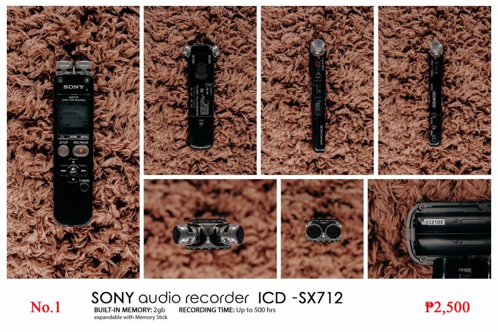 Sony Audio Recorder (Category: Voice Recorders) located in Pasig City. Submitted by lee025 (Listing ID 1161659863, Image 1). Description: Used but not abused, Actual Photo Posted, Price Posted, As is SONY ICD-SX712 Built-in-Memory: 2gb (Expandable) Recording Time: Up to 500hrs SONY ICD-MX20 Built-in-Memory: 32mb (Expandable) Recording Time: Up to 11hrs Delivery / Shipping fee will be shouldered by the buyer.