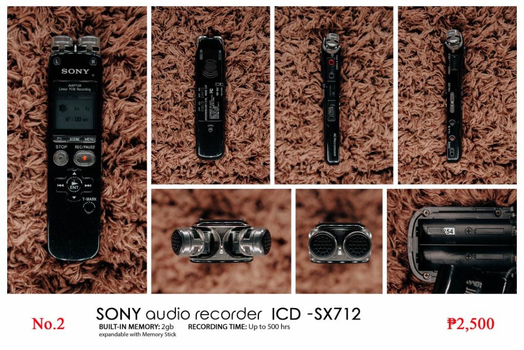 Sony Audio Recorder (Category: Voice Recorders) located in Pasig City. Submitted by lee025 (Listing ID 1161659863, Image 2). Description: Used but not abused, Actual Photo Posted, Price Posted, As is SONY ICD-SX712 Built-in-Memory: 2gb (Expandable) Recording Time: Up to 500hrs SONY ICD-MX20 Built-in-Memory: 32mb (Expandable) Recording Time: Up to 11hrs Delivery / Shipping fee will be shouldered by the buyer.