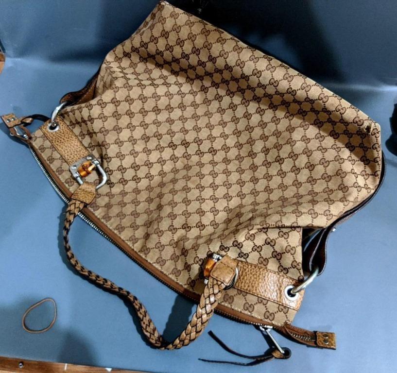 Tas Gucci 232927 Bamboo Bar GG Canvas Large Shoulder Bag