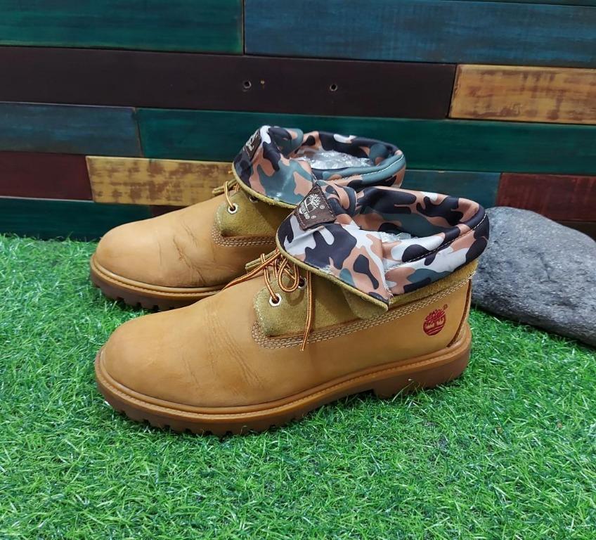 Timberland Roll Top Boots 100361 Basic Wheat Nubuck Camo Size 43
