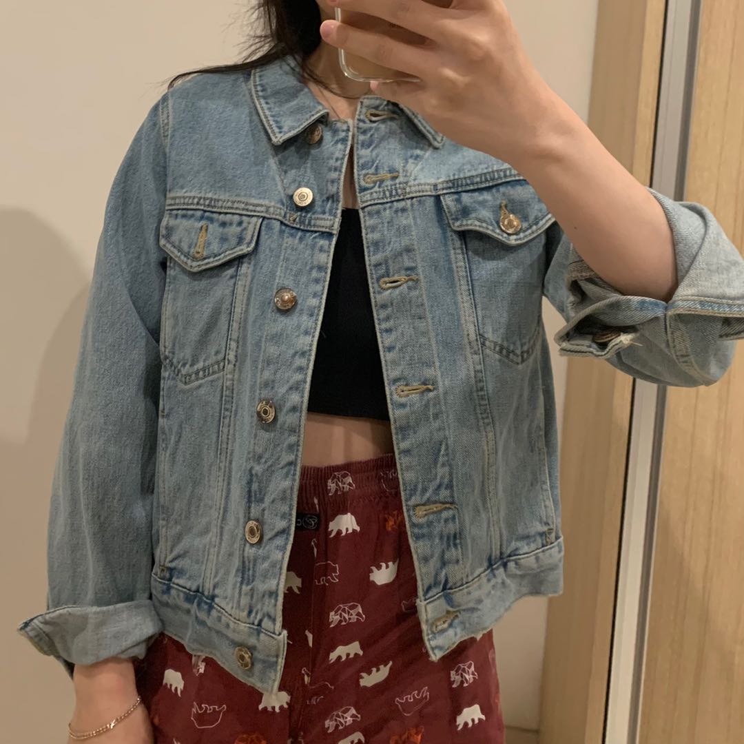 Topshop denim jacket jeans, Fesyen 