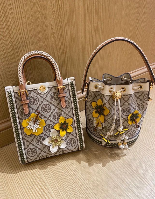 Mini T Monogram Floral Bucket Bag TORY BURCH 85229