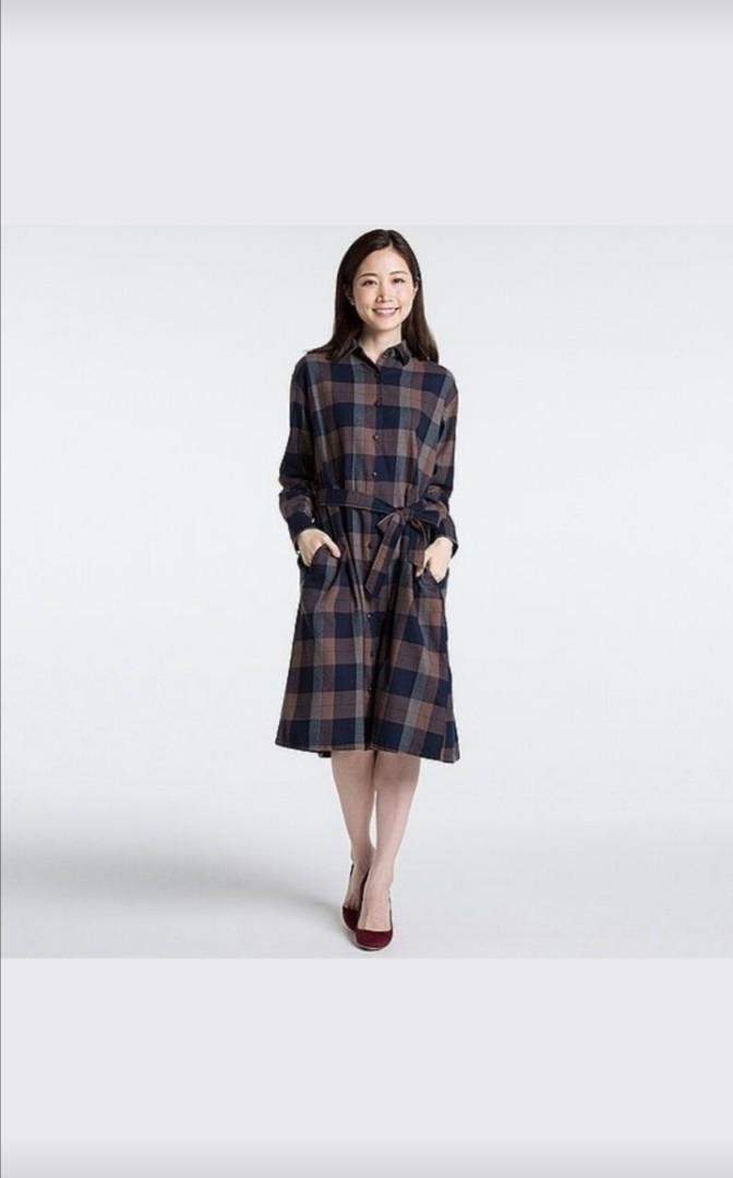 Uniqlo flannel shirt dress sales