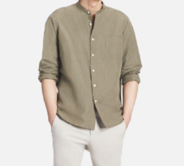 MEN'S SOFT TWILL STAND COLLAR LONG SLEEVE SHIRT