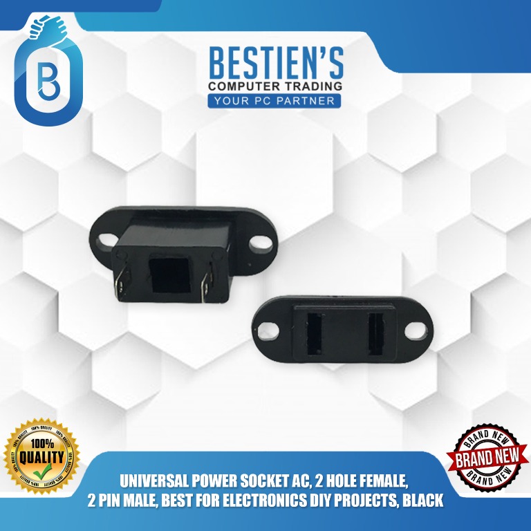UNIVERSAL POWER SOCKET AC, 2 HOLE FEMALE, 2 PIN MALE, BEST FOR ...
