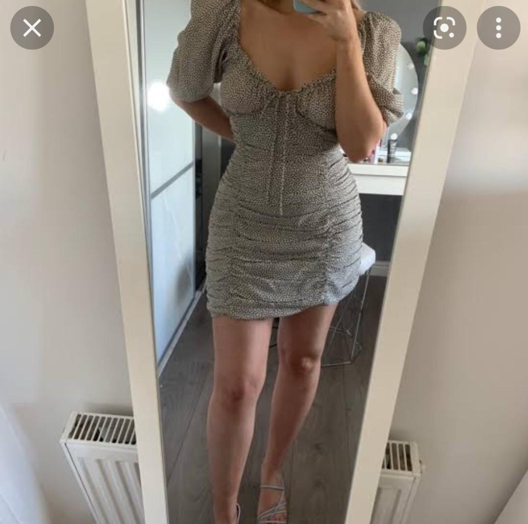 Zara draped polka dot hot sale dress