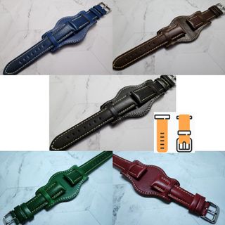 18/20/21/22mm 牛皮 托盤錶帶 米色線 *托盤或普通錶帶 兩用型*  （黑色 深啡 籃色 綠色 喑紅）適合 : Rolex Panerai Omega IWC Tudor Seiko 錶帶 使用64197972466689110